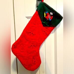 Embroidered cat stocking with resin ornament